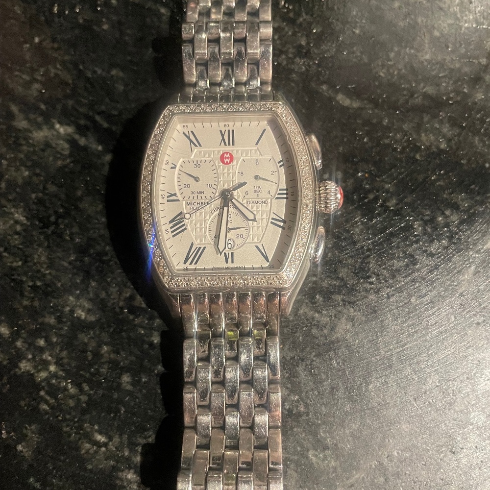 Stainless Michelle watch w/diamonds